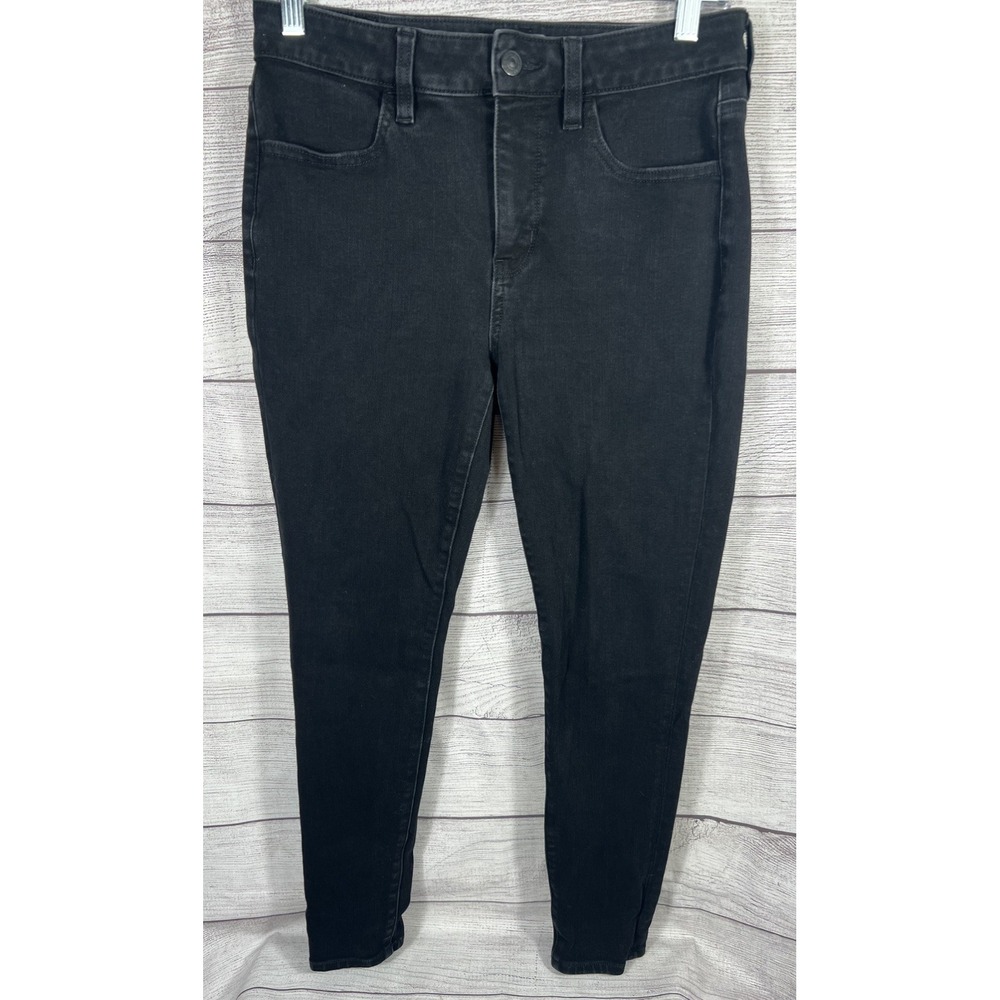 American Eagle Women's Mid Rise Skinny Jeans Black Stretch 6